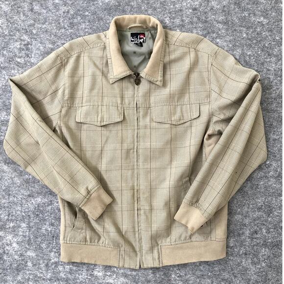 Vintage Quicksilver coat skater beige smooth lining checker pattern mens large - Picture 1 of 16